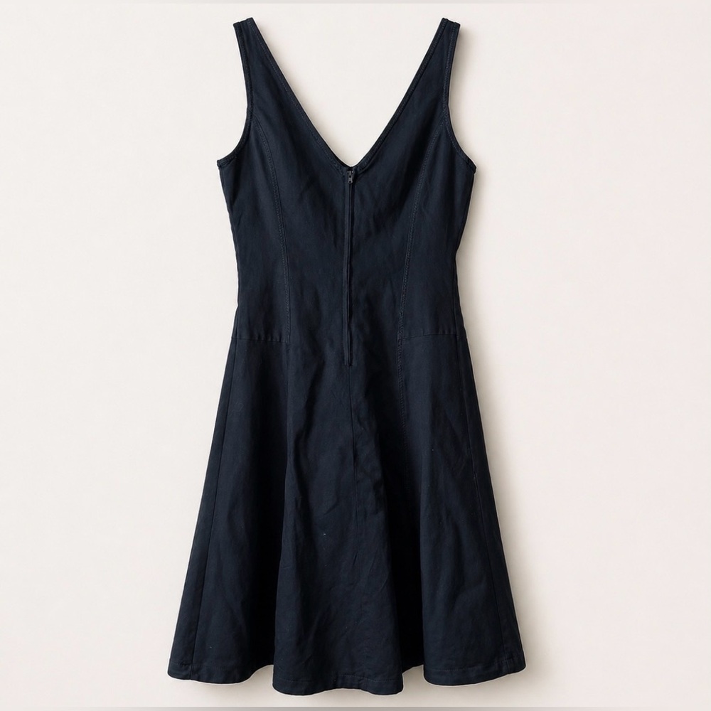 United Colors of Benetton Black Fit Flare Dress Sleeveless Linen/Cotton Women S